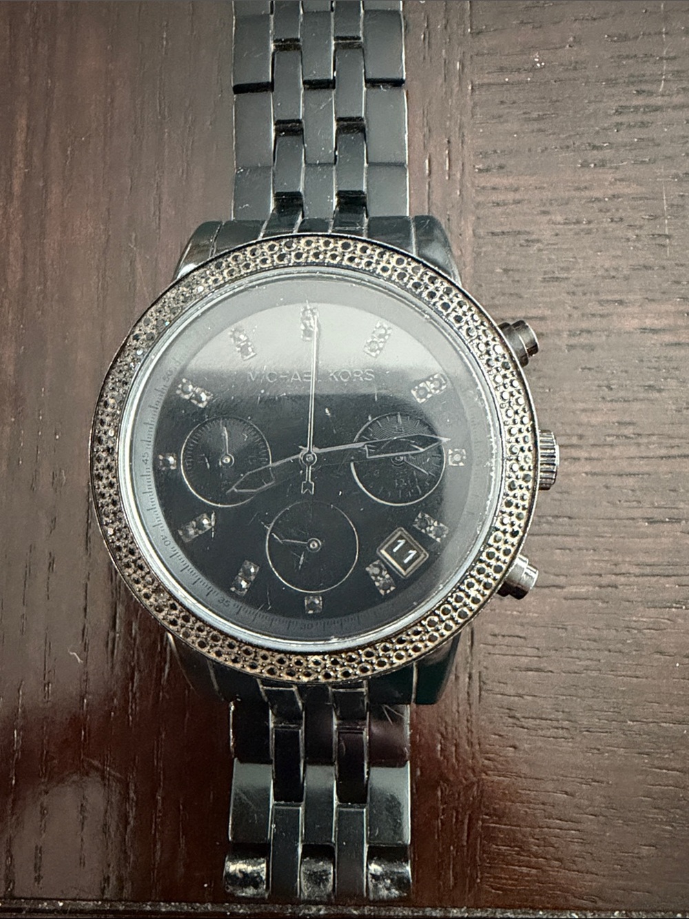Michael Kors Women's  Black Stainless Steel Chronograph Watch